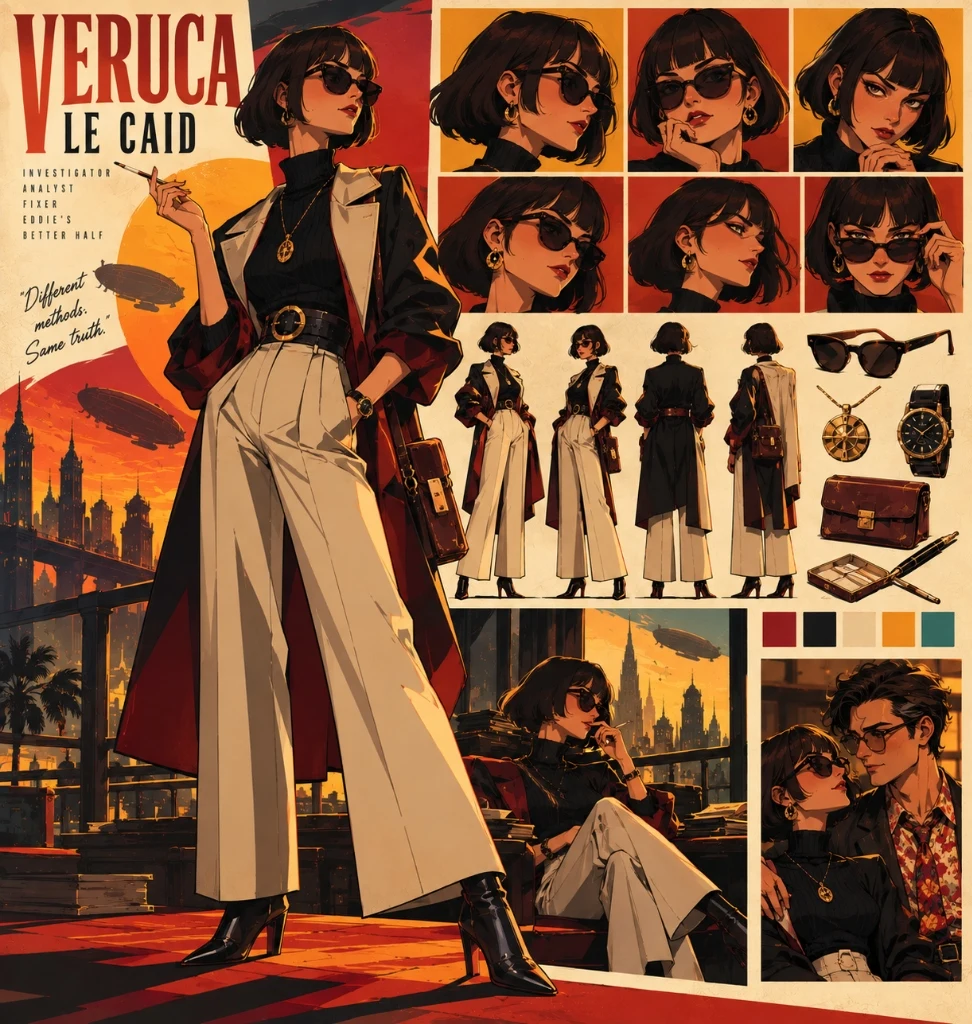 Character sheet for Veruca Le Caid — coordinator, strategist, handler